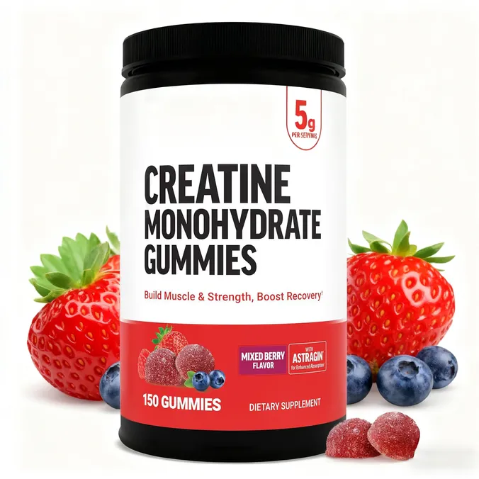 Creatine Monohydrate Gummies, Adult Energy Supp, 0g Protein