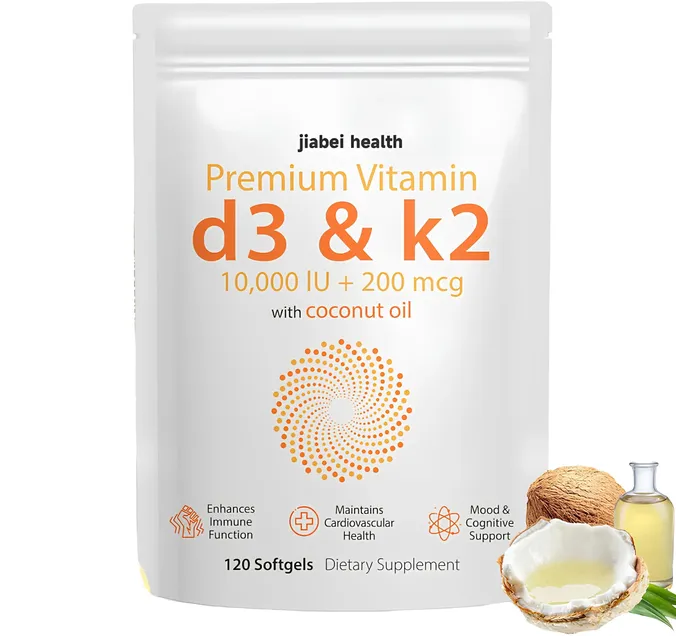 Vitamin D3 10000 IU + K2 MK-7 200mcg, 120 Softgels (VCO)