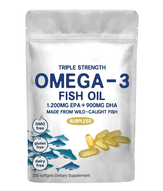 DHA Fish Oil Vegetarian Capsules 200ct 3x Enteric-Coated