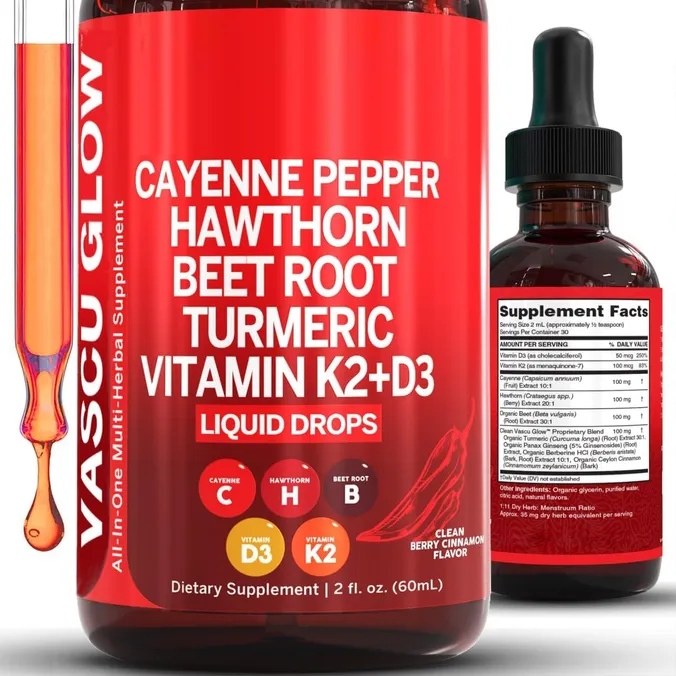 Cayenne Liquid 60ml – Hawthorn, D3 K2, Beet & Turmeric